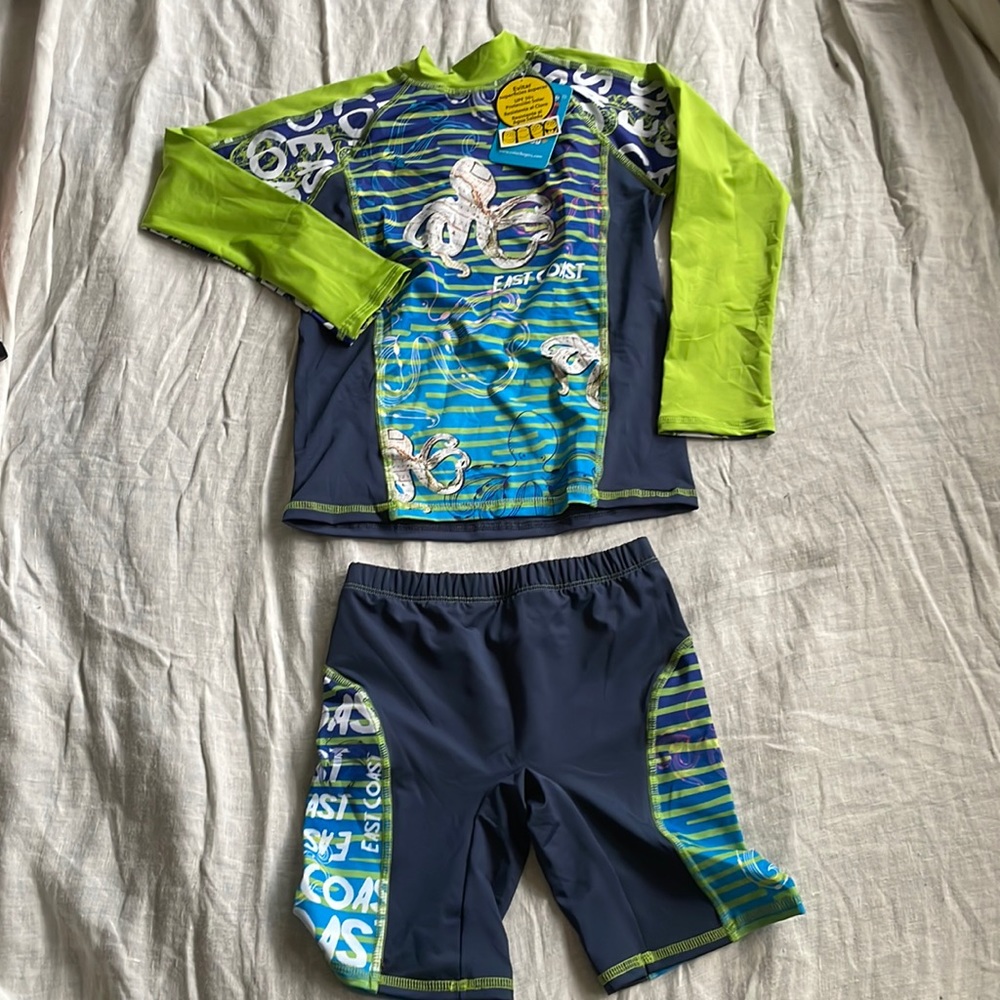 Swim suit set NWT. Size 10. SPF 50. Ocean theme.